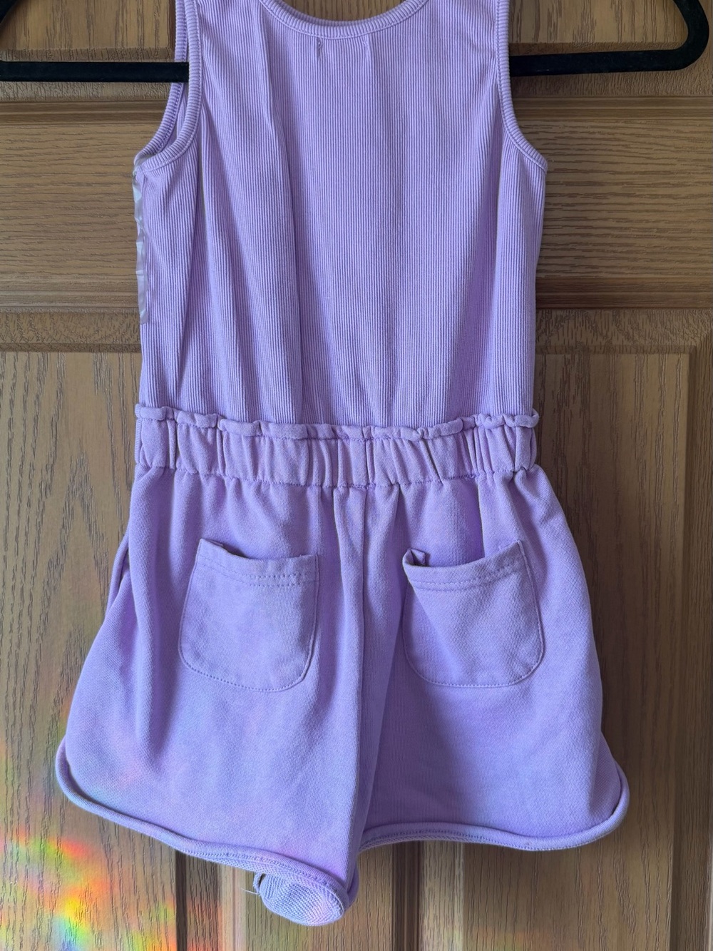 btween Lavender Ribbed Tank Romper with Drawstring - Picture 3 of 3